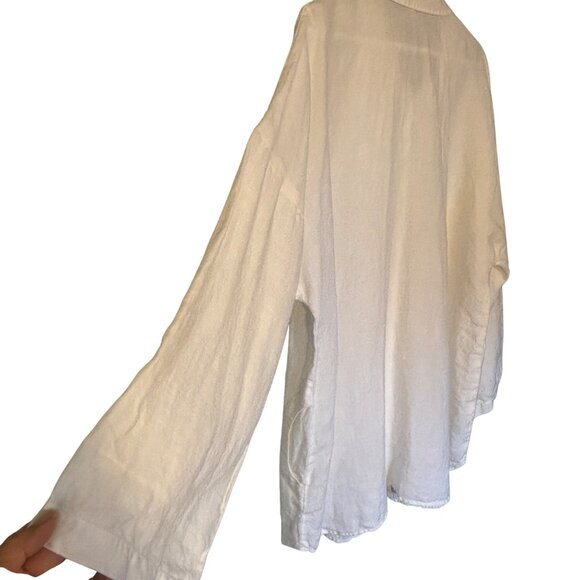 Chicos White 100% Linen Shirt Womens Size 3 Relaxed Fit Button-Up Sleeve - Picture 10 of 13